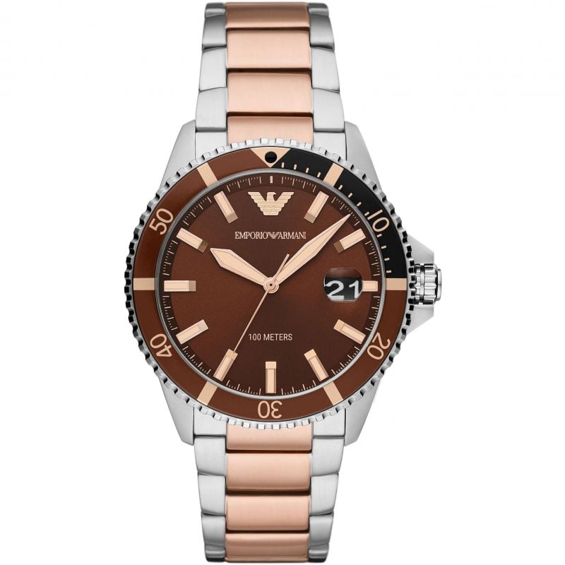 Emporio Armani Men's Diver Two Tone Rose Gold Watch - AR11340